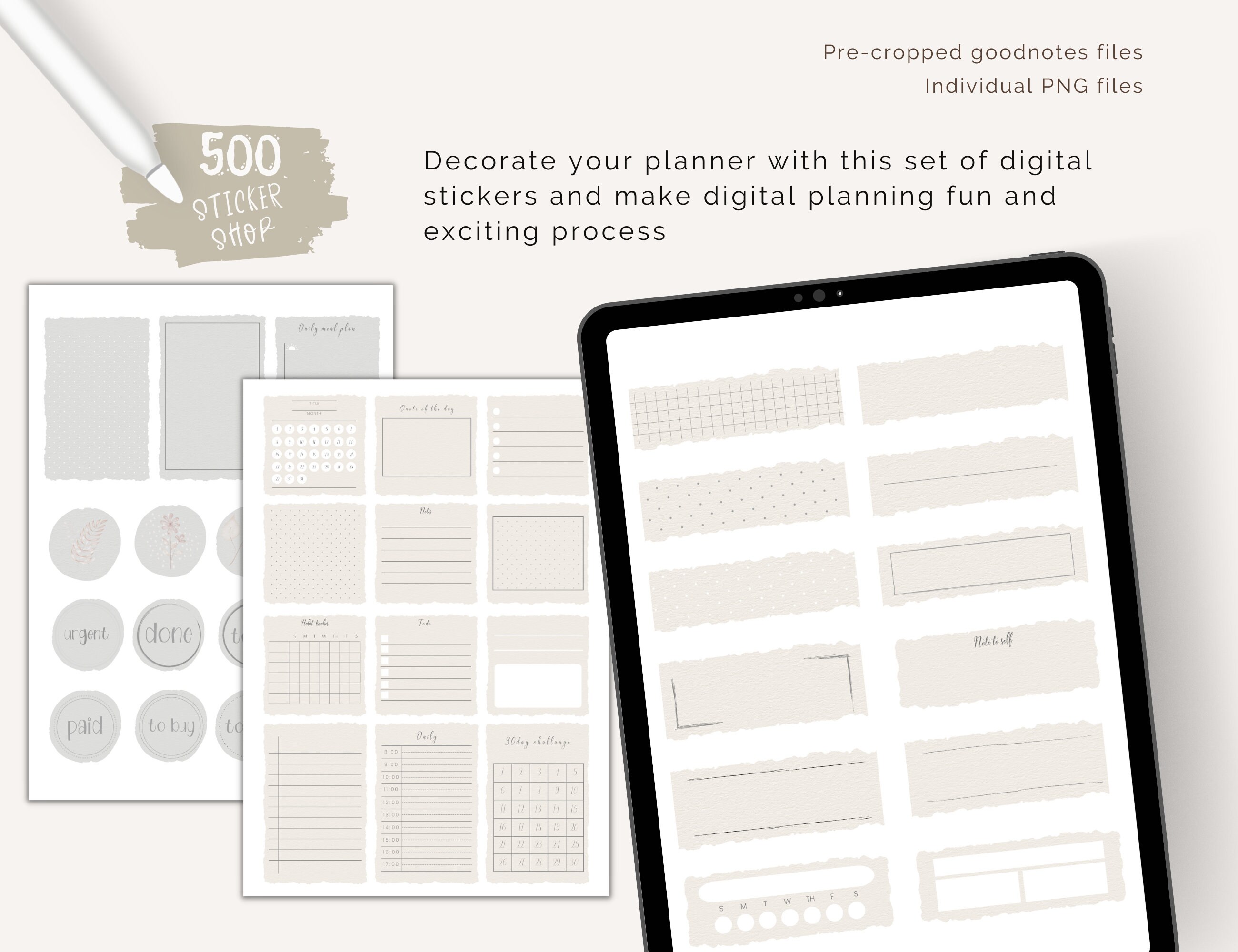 PAPERLIKE Widgets Goodnotes Digital Stickers, Planning Essential