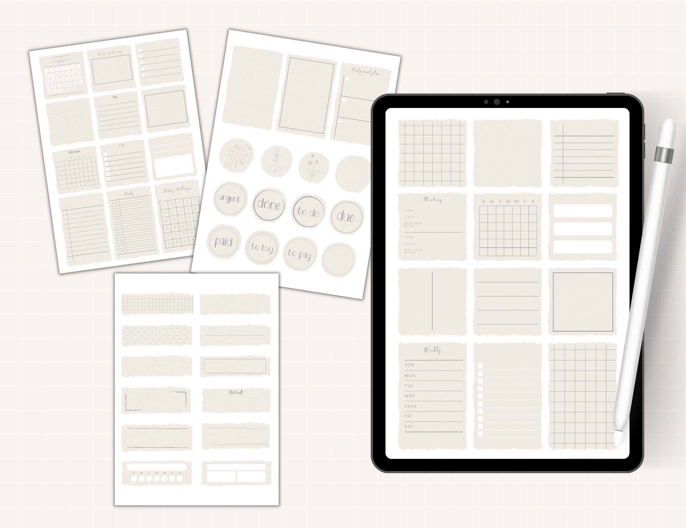 PAPERLIKE Widgets Goodnotes Digital Stickers, Planning Essential