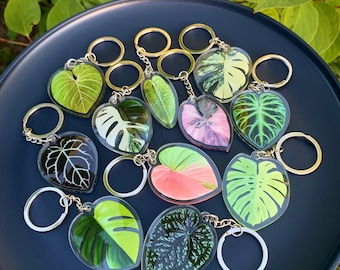 Realistic leaf Keychain | Tropical Plant keychain | Acrylic Keychain | Bag Charm | Plant lover Gift | Double Sided Print Keychain