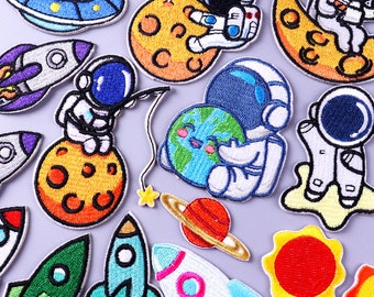 Little Space Patch Astronaut, Mars, Star, Iron on patch, Spaceship, Planets, Moon, Fishing