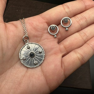 Antique Looking Engraved Sterling Silver Coin Pendant