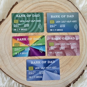 Carte fantaisie Bank of Dad, cadeau fête des pères, cadeau, blague carte de crédit bancaire