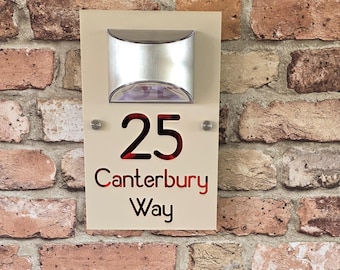 Solar-Powered Door Sign with LED Light – Weatherproof, Customizable House Number for Day & Night Visibility, Easy Installation