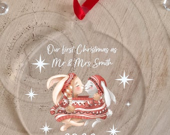 Our First Christmas as Mr & Mrs, Mrs and Mrs or Mr and Mr Personalised Bauble