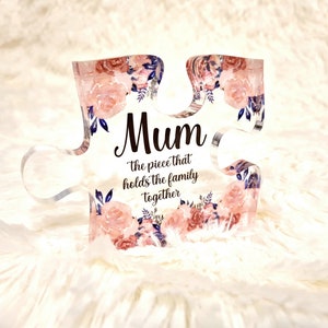 MUM Puzzle Piece, Mothers Day Gift, the piece that holds the family together image 1