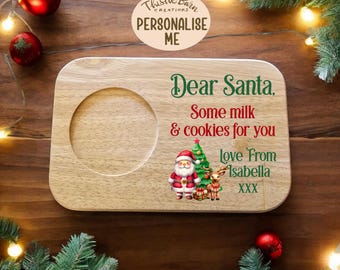 Personalised Santa Treat Board / Christmas Eve board / Milk & Cookies Board
