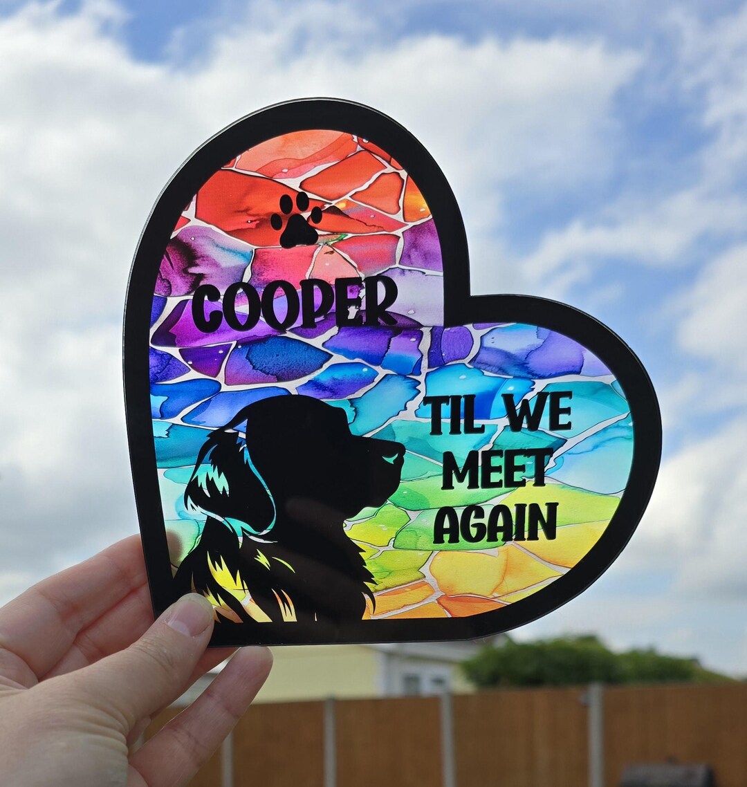 Stained Glass Effect / Suncatcher Dog Rainbow Bridge Memorial | Over 30 ...