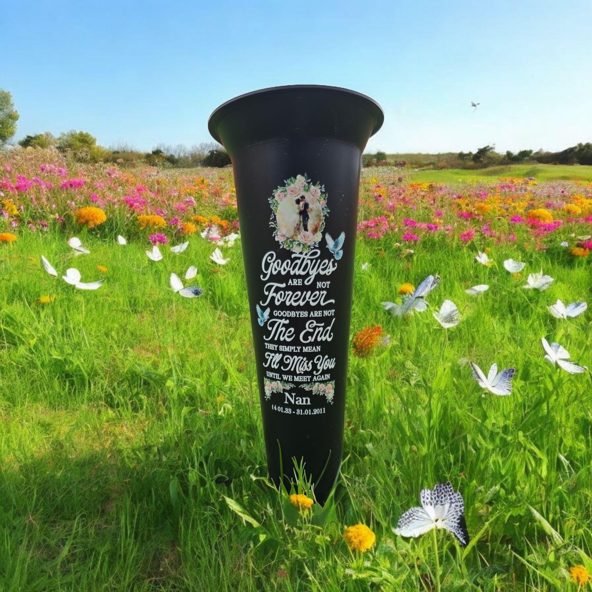 Personalised Photo Grave Vase, Cemetery Vase, Vase Spike