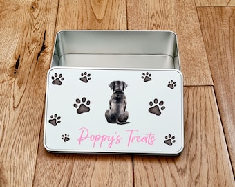 Personalised Black Labrador Dog Treat Tin, Gift, Paw Tin