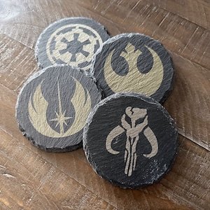 Laser Engraved Slate Coasters | Star Wars | Set of 4