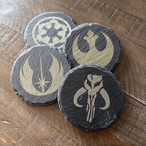 Star Wars Inspired Emblems 4.25 Wood Coasters (Set of 4) 23 Designs