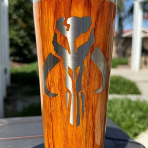 Star Wars! | Custom Faux Wood Grained and Stainless Steel Tumbler | Double Walled and Vacuum Insulated | Plastic Straw and Lid Included