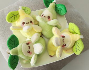 Hype Qlo Accessories Kawaii Banana Leaf Ears Plush Keychain Cute Fruit Stuffed Toy Soft Mini Doll Bag Charm Yellow Green 12cm Cotton Gift