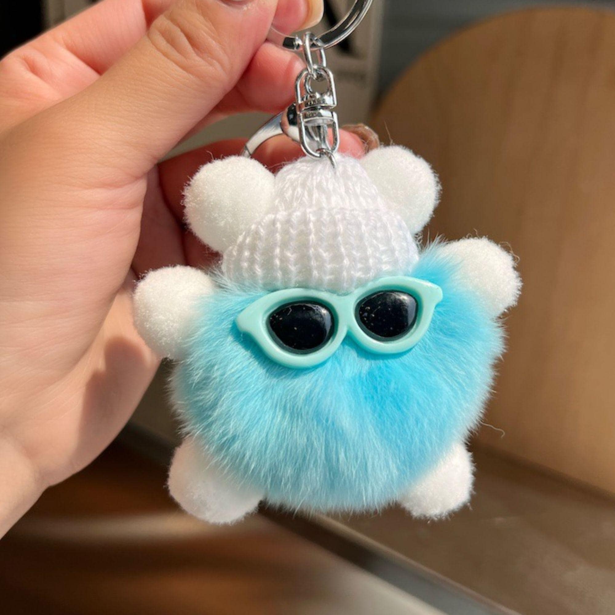 Hype Qlo Accessories Fluffy Pom Pom Keychain With Beanie and