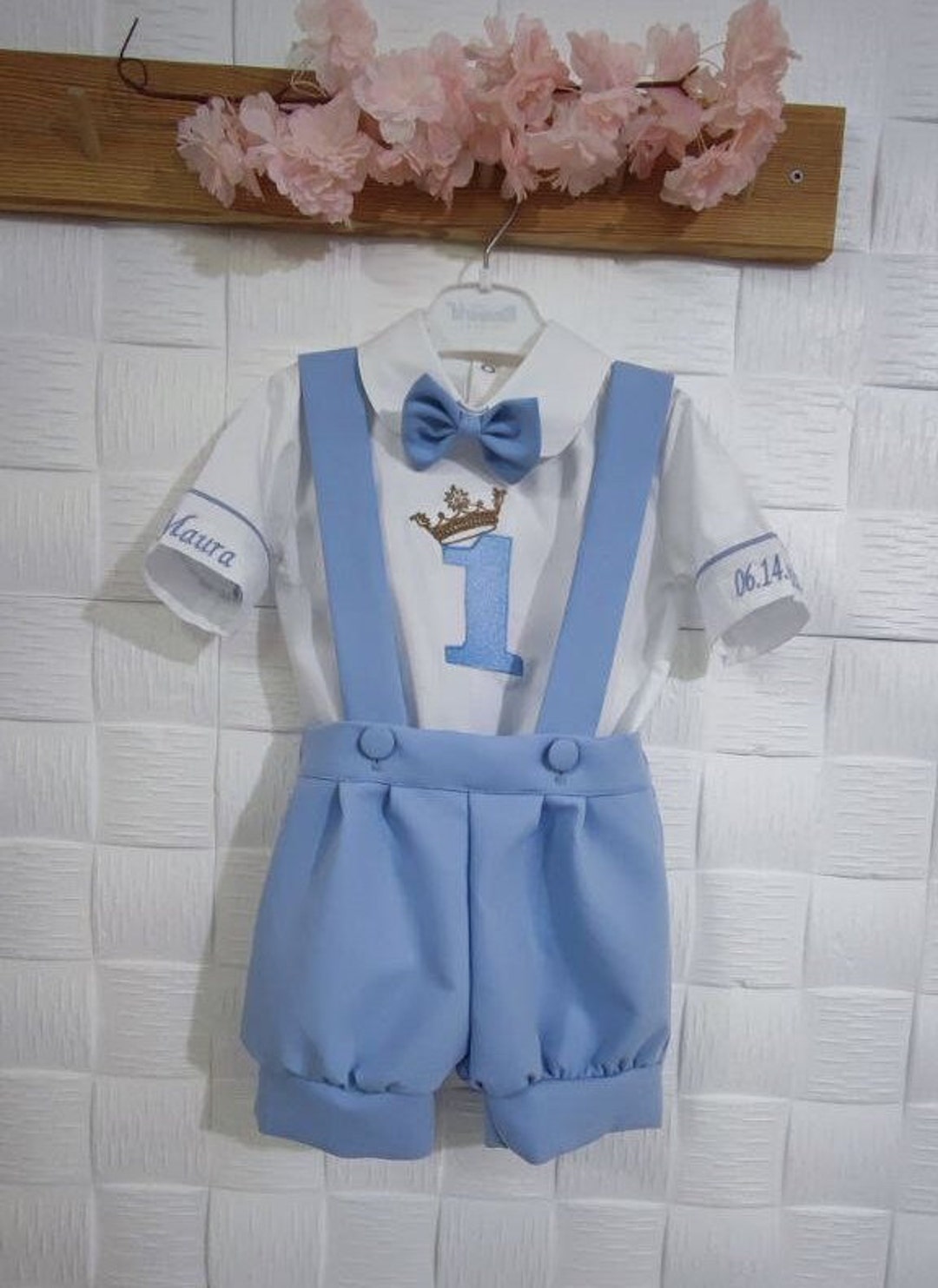 Baby Infant Toddler Boy elegant Party Birthday Eid Bow-tie Suit with Suspender Set