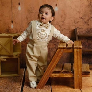 Monogrammed 1st Birthday Outfit: Embroidered Tuxedo, Girls Dress