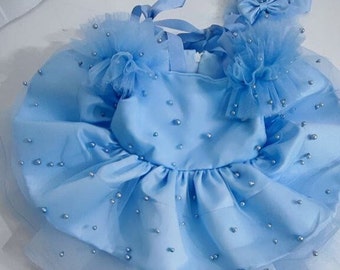 Tutu-jurk eerste verjaardag tweeling: blauwe Cakesmash-outfit