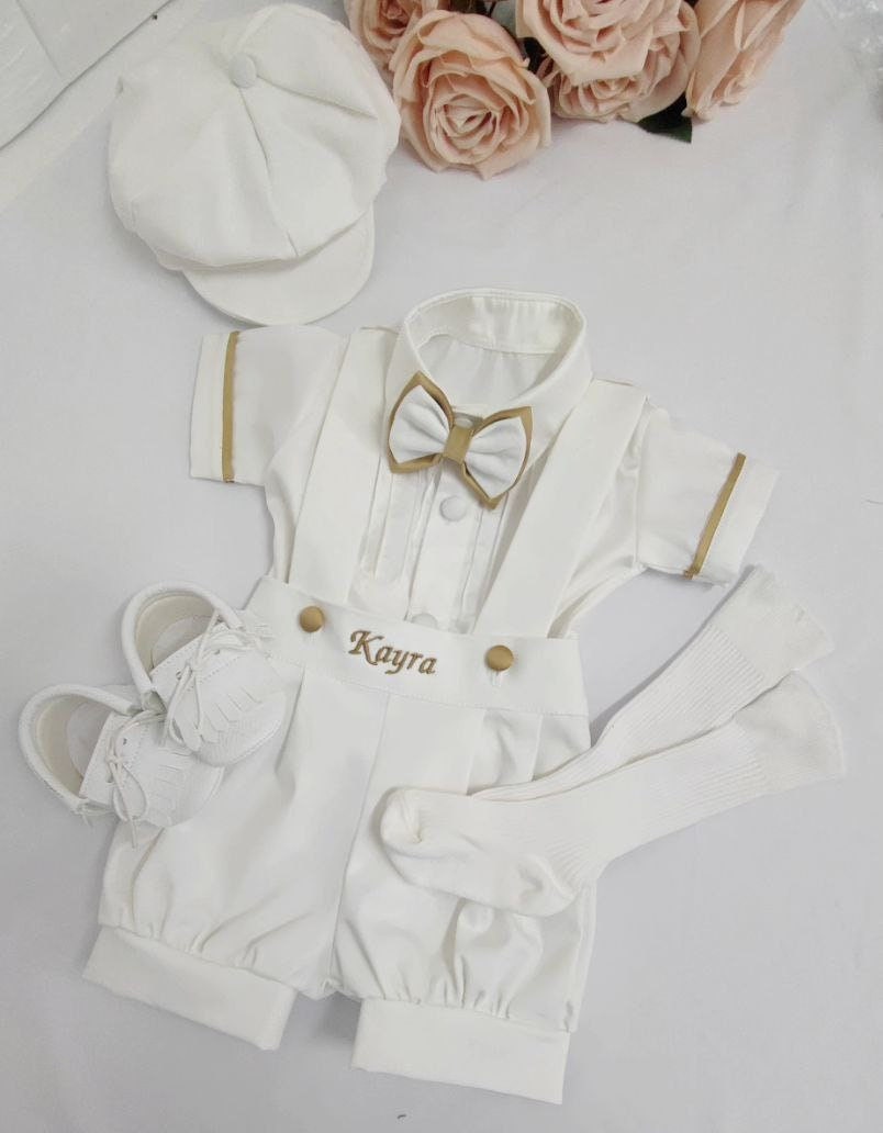 Personalized Ivory Tuxedo Suit: Baby Boy Christening Outfit