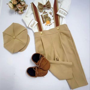 Embroidered Bear 1st Birthday Outfit: Personalized Tuxedo Suit