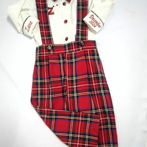 Personalized Christmas Baby Boy Suit: Red Plaid Tartan Outfit