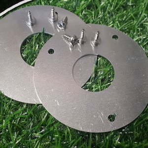 round nest box protector plate, squirrel proof, woodpecker proof, predator proof metal plate with screws