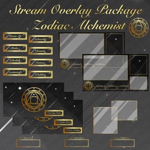 Zodiac Alchemist Twitch Stream Overlay Package, Stream Bundle, Twitch Panels, Night Sky, Celestial, Horoscope Twitch Overlay, Witchy Vibes