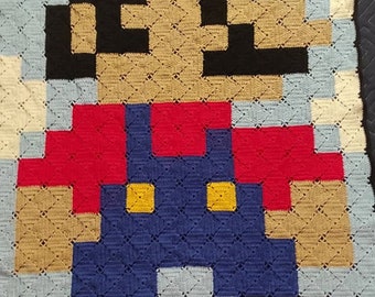 Manta de crochet de los hermanos Super Mario (Mario)