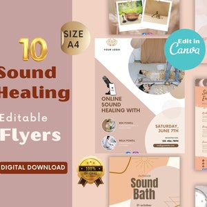 Sound Healing Flyers, Sound Healing Template, Sound Healing Printable, Gong Bath, Crystal Singing Bowl, Tibetan Singing Bowl, Sound Bowls