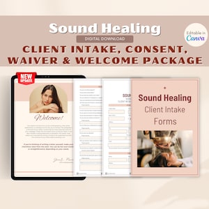 Sound Healing Client Intake Forms Template, Consent Waiver Forms, Canva Sound Healing, Singing Bowls Printable, Sound Bath Practitioner