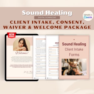 Sound Healing Client Intake, Consent, Waiver Forms, Welcome Pack, Sound Healing Template, Sound Bath Forms, Sound Healing Canva Template