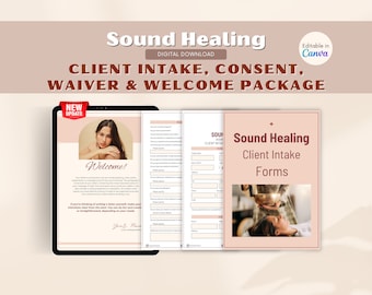 Sound Healing Client Intake, Consent, Waiver Forms, Welcome Pack, Sound Healing Template, Sound Bath Forms, Sound Healing Canva Template