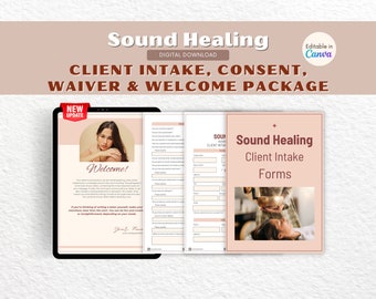 Sound Healing Client Intake Consent Forms, Sound Healing Printable, Crystal Singing Bowls, Tibetan Singing Bowls, Sound Bath Template,