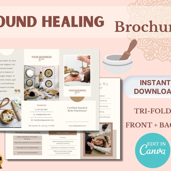 Sound Healing Brochure, Sound Healing Template, Sound Healing Printable, Gong Bath, Crystal Singing Bowl, Tibetan Singing Bowl, Sound Bowls