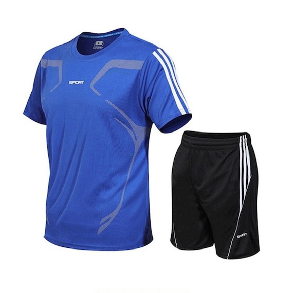 BUYJYA Men's Workout Clothes Athletic Shorts Shirt Set 3