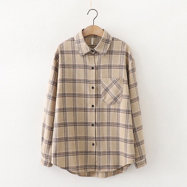 Korean Plaid Shirt - Etsy