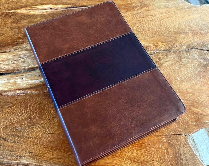 Customizable KJV Study Bible – 9pt Red Letter, Word Studies, Commentary – Great Father’s Day Gift for a Man of Faith – Saddle Brown
