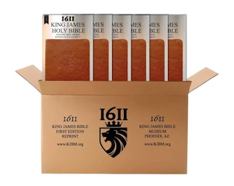 Reimpresión de la Biblia King James de 1611, tapa blanda marrón, paquete de 6