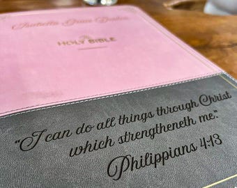 Engravable KJV Bible – Pink/Gray Flexcover, 17pt Font, Red Letter, Indexed Tabs, Faux Leather, Bold & Easy to Read (10.5x7.5x1.5)
