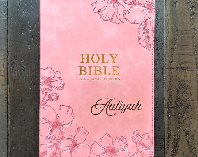 Name and Bible Verse Engraved | Soft Pink LeatherTouch KJV Bible – A Thoughtful Gift for Birthdays and  Baptisms (6.5 x 1.5 x 9.5)