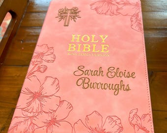 Name and Bible Verse Engraved | Soft Pink LeatherTouch KJV Bible – A Thoughtful Gift for Birthdays and  Baptisms (6.5 x 1.5 x 9.5)