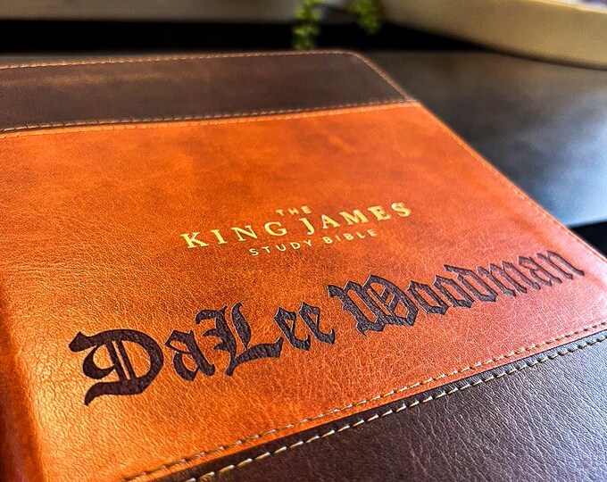 Engravable KJV Study Bible – Brown Leathersoft, 10pt Font, Red Letter, Full-Color, 7x10x2, with Photos and Commentary