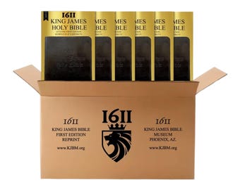 6-Pack 1611 King James Bible Facsimile, Black Soft Cover, Gothic Font