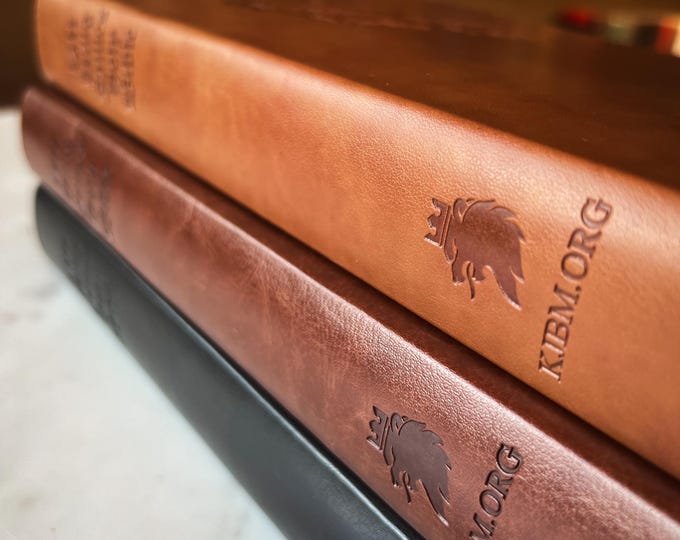 Brown Leather, Original 1611 First Edition Facsimile of the King James Bible, Gothic Font, Apocrypha Included (See Description for Details)