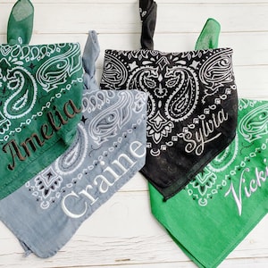 Custom Name Handkerchief,Personalized Embroidered Bandana, Embroidered Bridesmaid Gift, Wedding Gift, Bachelorette Party Favor,Cowgirl Scarf