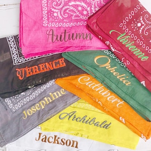 6/10/12 PCS Bridesmaid Headscarf,Bachelorette Party Bandana,Cowgirl Scarf Headscarf,Embroidered Name Bandana,Western Bach,Handmade Headscarf