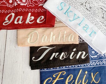 Embroidered Bandana,Custom Name Bandana,Wedding party,Personalized Custom Color Bandana, Cowgirl Western Bandana, Cowgirl Bachelorette Theme