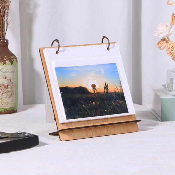 Desk Calendar Photo Album, Desktop Standing Album, Creative Polaroid Photo Album, Photo Collection, Wooden Photo Album, School Stationery