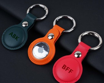 Personalisierter Apple Tag Schlüsselbund, benutzerdefinierter Apple Tag Halter, benutzerdefinierter Lederanhänger Schlüsselring, Anti-Loss-Tag für Haustier, Apple Tag Hülle, Ledergeschenke