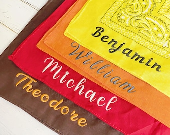 Custom Name Bandana,Embroidered Bridesmaid Gift,Bachelorette Gift, Cowgirl Western,Wedding Gift, Personalized Cowgirl Scarf, Vintage Bandana