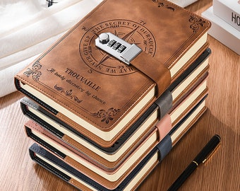 student homework diary Vintage Password Notebook, Student Diary Lock, DIY Hand Book, Secret Collection Notebook, Student Stationery, Thickened Chronicle Book